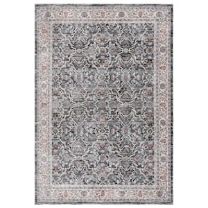 Artifact Charcoal/Gray 6 ft. x 9 ft. Border Floral Ornate Area Rug