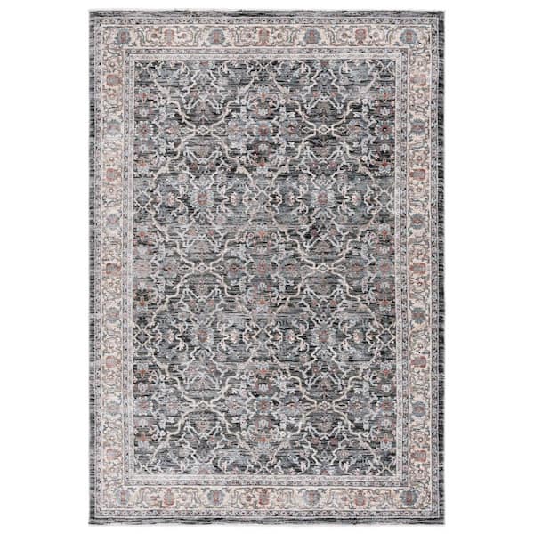 SAFAVIEH Artifact Charcoal/Gray 9 ft. x 12 ft. Border Floral Ornate Area Rug