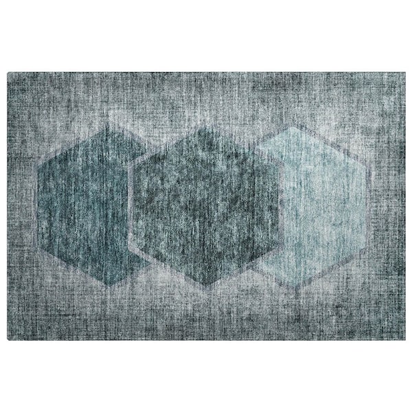 Dream Shag Premium Machine Washable Abstract ADS679 Teal 2 ft. x 3 ft. Accent Rug
