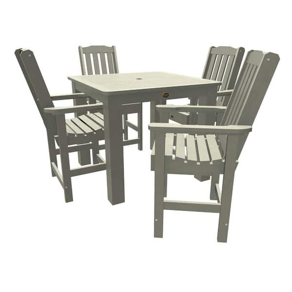 Highwood Springville Harbor Gray Counter Height Plastic Outdoor Dining Set in Harbor Gray Set of 4
