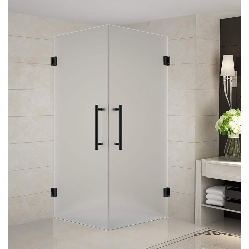 Vanora 30 in. x 30 in. x 72 in. Frameless Corner Hinged Shower Enclosure with Frosted Glass in Matte Black price history on PriceWatchPro