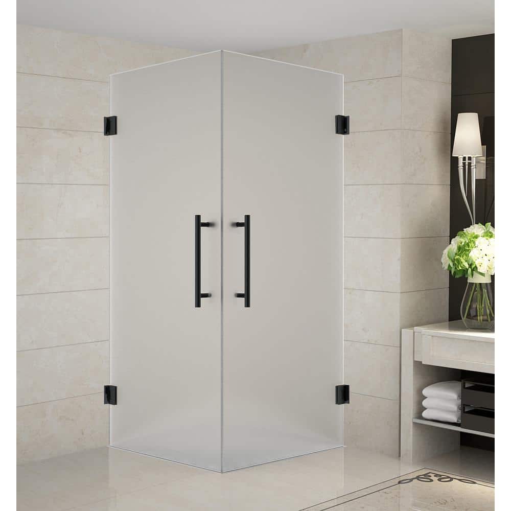 Aston Vanora 32 in. x 32 in. x 72 in. Frameless Corner Hinged Shower  Enclosure with Frosted Glass in Matte Black SEN989F-MB-32-10 - The Home  Depot