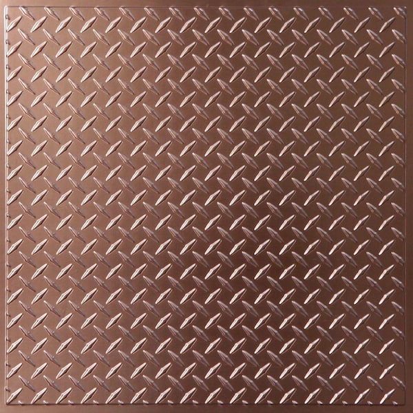 Ceilume Diamond Plate Faux Copper 2 ft. x 2 ft. Lay-in or Glue-up Ceiling Panel (Case of 6)