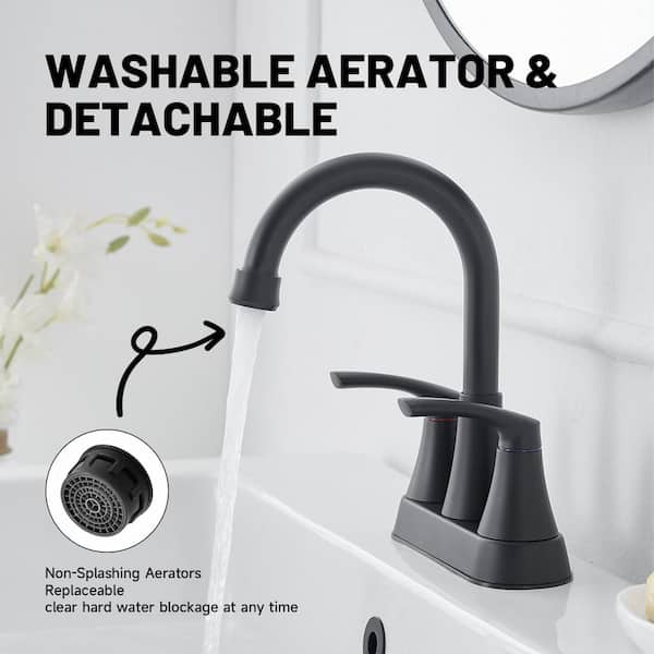 4 in. Centerset 2-Handle High-Arc Bathroom Faucet in Matte Black