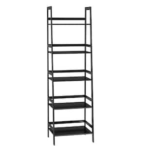 20.47 in. W x 59.06 in. H x 11.87 in. D 5-Tier  Black Bamboo Rectangular Storage Shelf