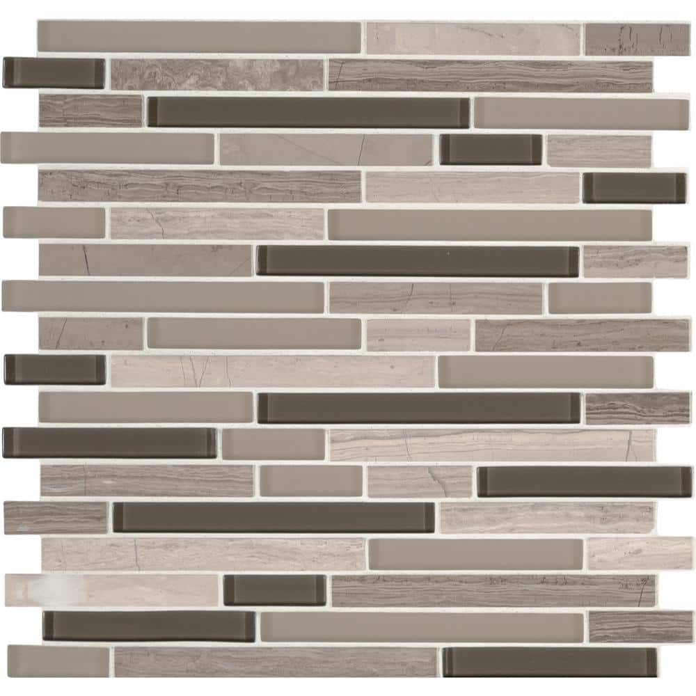 Take Home Tile Sample - Modello Grigio Interlocking 4 in. x 4 in. Glass Stone Mesh-Mounted Mosaic Tile price history on PriceWatchPro