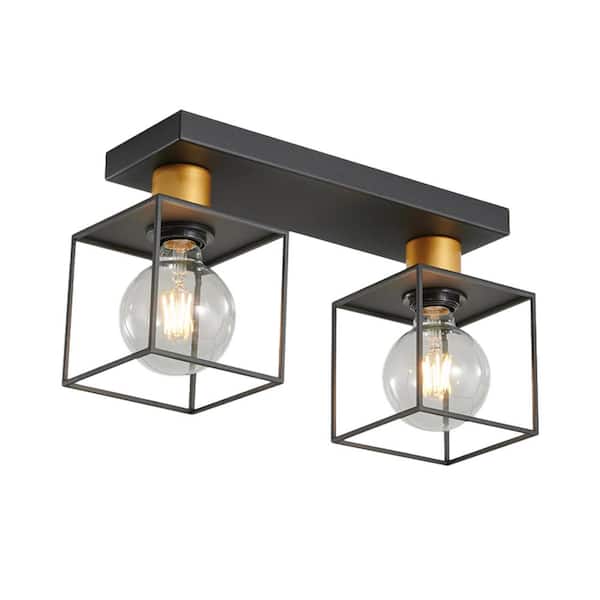 Sunpez 2-Light Modern Farmhouse Semi Flush Mount Chandelier, Dimmable Lighting Fixture, E26,60w, No Bulbs Include