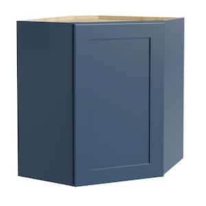 Newport Blue Painted Plywood Shaker Assembled Corner Kitchen Cabinet Soft Close 24 in W x 12 in D x 30 in H