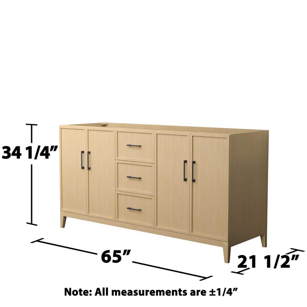 Elan 66" Double Freestanding White Oak and Matte Black Bathroom Vanity