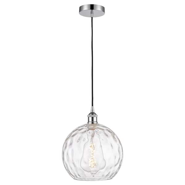 Athens Water Glass 60-Watt 1-Light Polished Chrome Standard Mini Pendant Light with Clear Glass Shade, No Bulbs Included