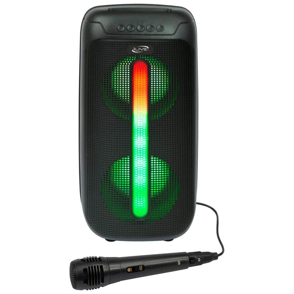 Ilive Jam Time Wireless Party Speaker With Led Light Effects And Microphone Black Isb293b The