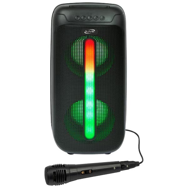iLive Jam Time Wireless Party Speaker with LED Light Effects and Microphone, Black