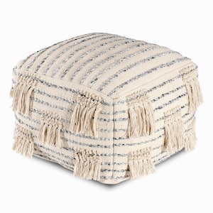 24 in. x 24 in. x 17 in. Graduation Day Beige and Gray Pouf