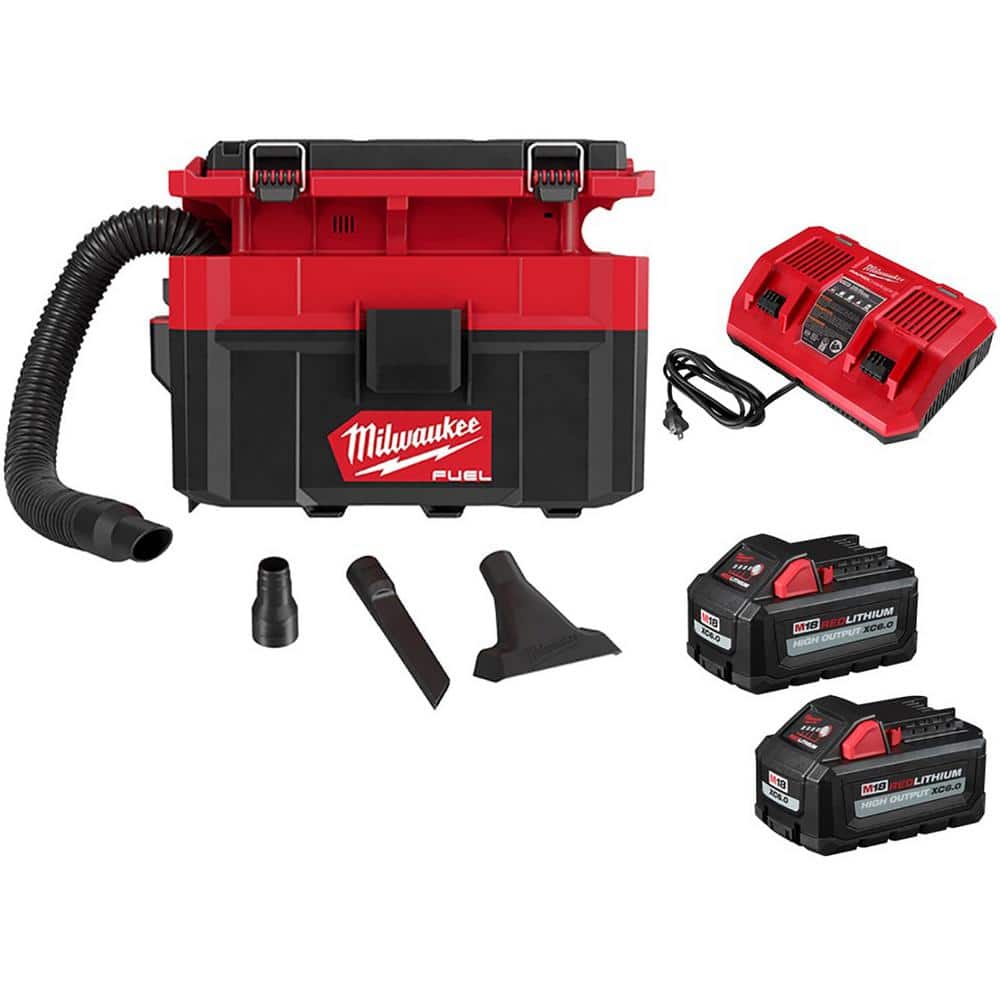 Milwaukee M18 FUEL PACKOUT 18-Volt Lithium-Ion Cordless 2.5 Gal. Wet/Dry  Vacuum with M18 HIGH OUTPUT 6.0Ah Batteries and Charger 0970-20-48-11-1862-48-59-1802  The Home Depot