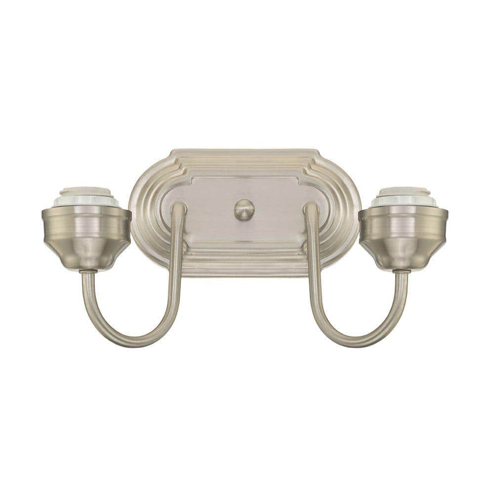 Elegant Brushed Nickel 2-Light Wall Sconce, Metallic Finish