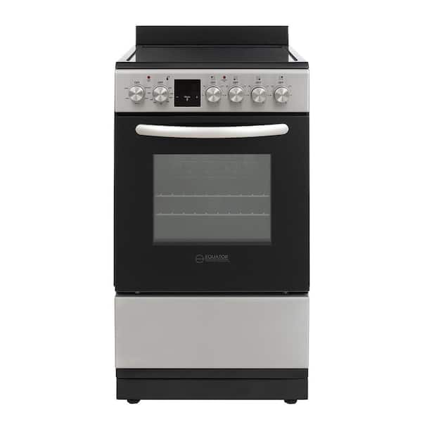 20 in. Electric Cooking Range 4-Ceramic Burners Freestanding Convection Oven plus Air Fryer stainless