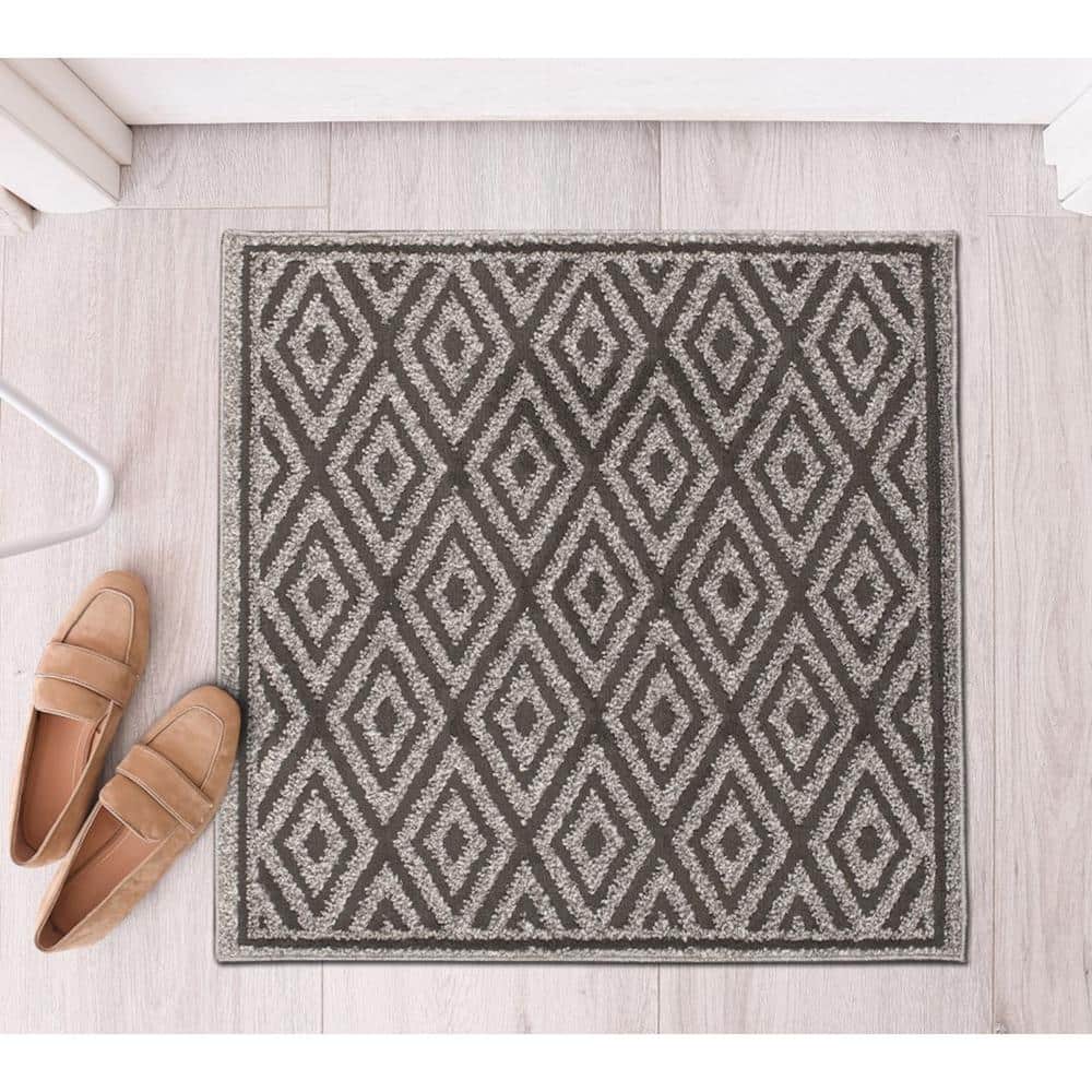 The Sofia Rugs Sofihas Indoor Rugs for Entryway Floor 30in x 30in Indoor  Door Mat Machine Washable Entrance Mat for Traction Support with Non Slip  Rubber Backing, Modern Style, Gray in the