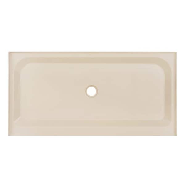 Voltaire 60 in. L x 30 in. W Alcove Shower Pan Base with Center Drain in Biscuit