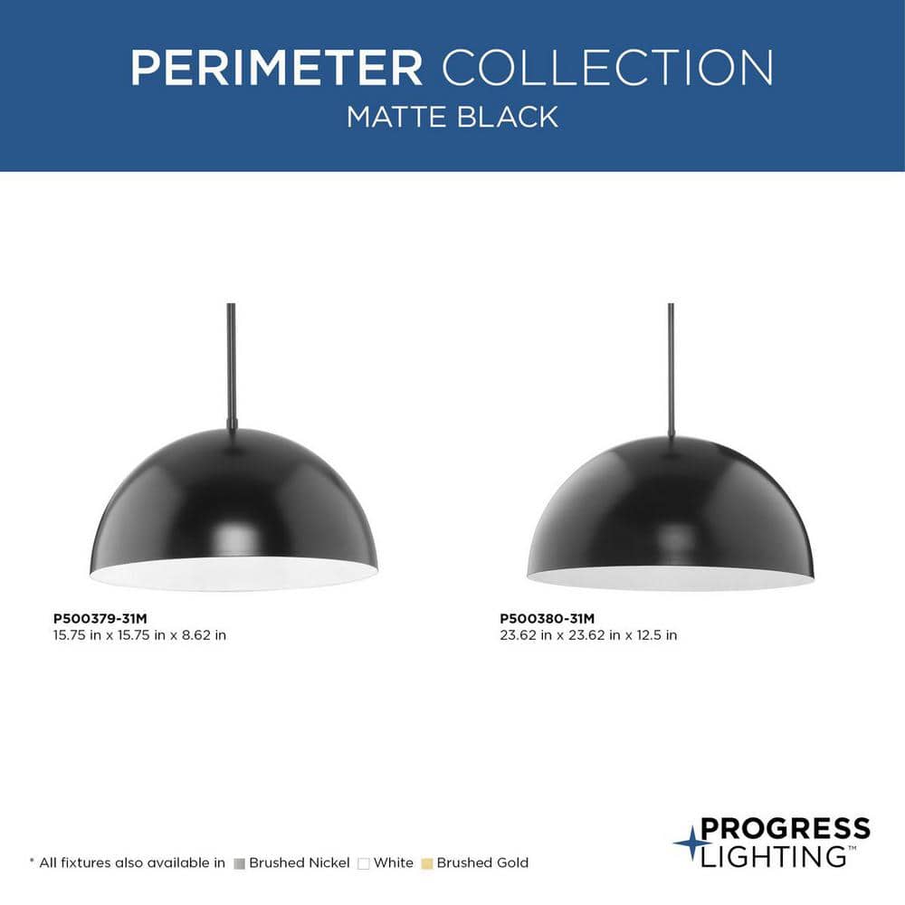 Matte Black and Nickel Glass Bowl Pendant Light