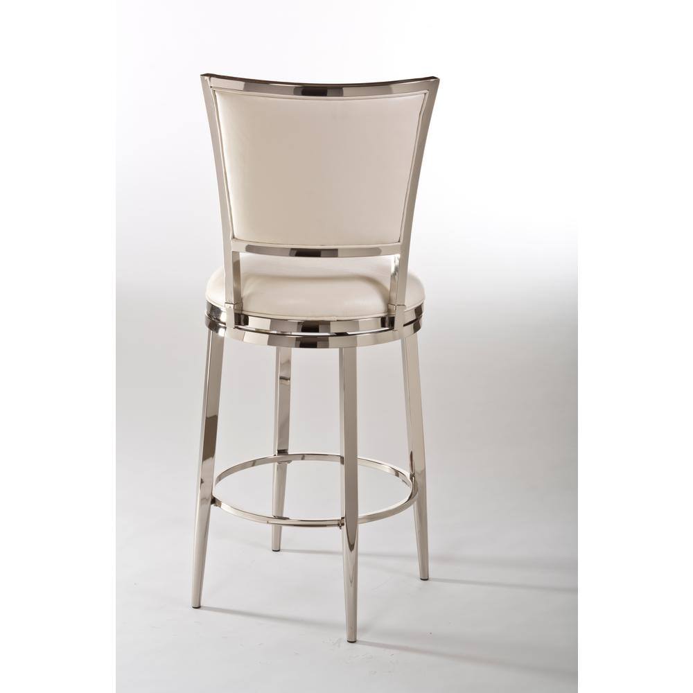 Ivory Faux Leather and Shiny Nickel Swivel Counter Stool