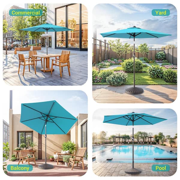 Sonkuki 7.5 ft. Patio Market Crank and Tilt Umbrellas, Table