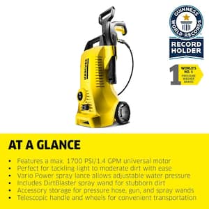 2000 Max PSI 1.45 GPM K 2 Power Control Cold Water Corded Electric Pressure Washer Plus Vario and DirtBlaster Wands