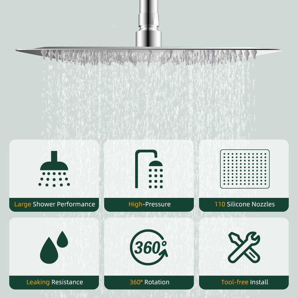 Chrome Dual Shower Head with Adjustable Height and 7-Spray Settings