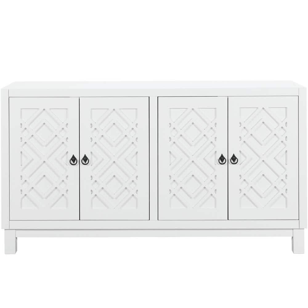 60 in. W x 15.7 in. D x 32 in. H White Freestanding Linen Cabinet with 4-Do