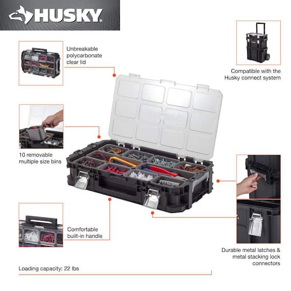 4-Pack Husky 36-Compartment Interlocking Small Parts Organizer (Black)