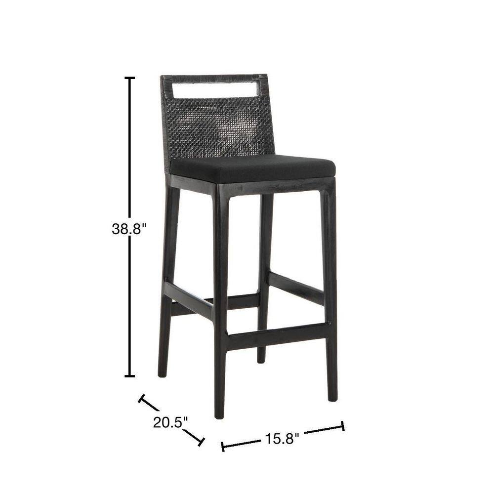 Maldives Inspired Transitional Black Bar Stool with Acrylic Cushion