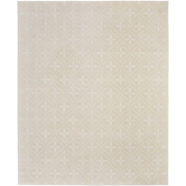 Nourison Essentials Ivory Beige 8 ft. x 10 ft. Moroccan Contemporary Area Rug