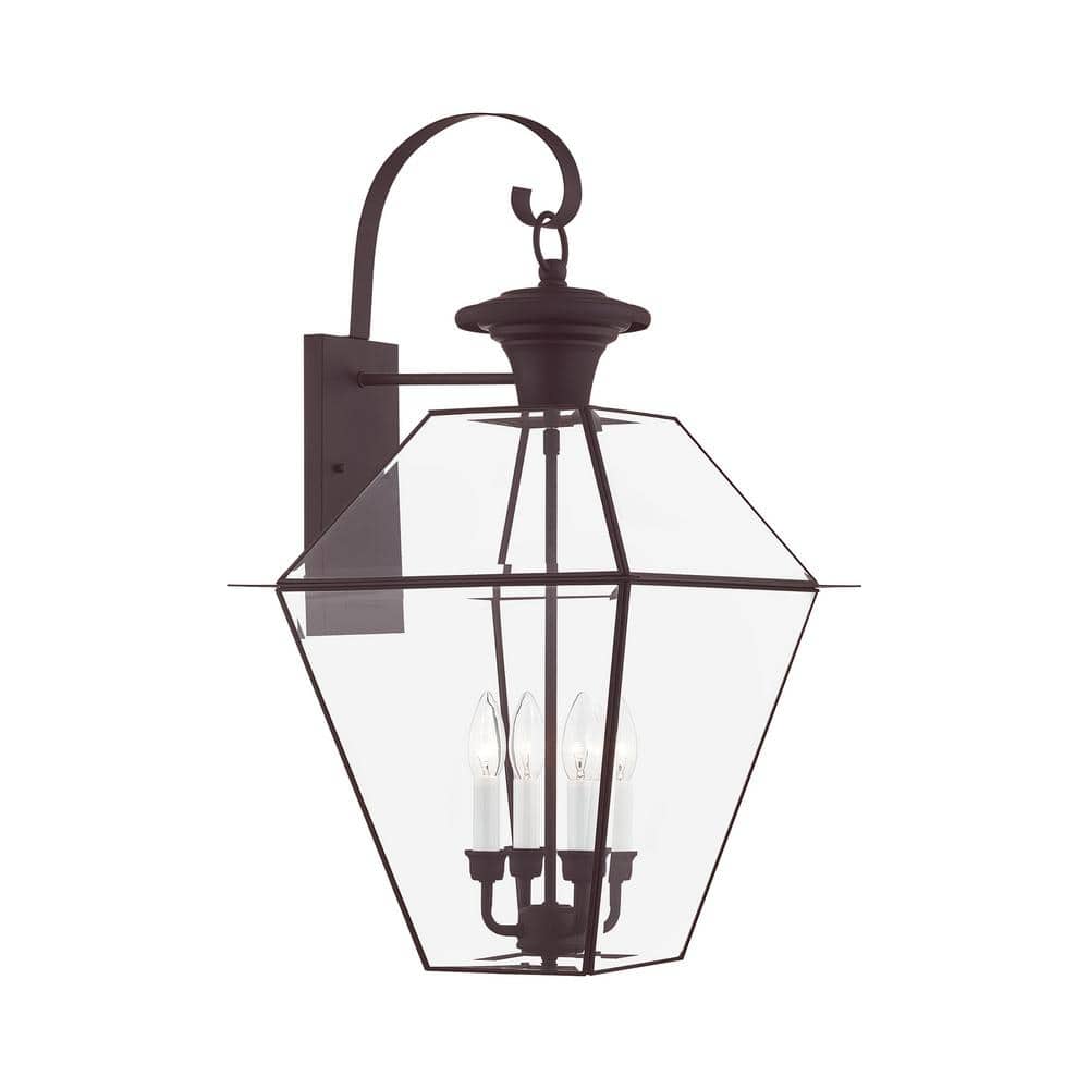 Ainsworth 27.5 in. 4-Light Bronze Outdoor Hardwired Wall Lantern Sconce with No Bulbs Included price history on PriceWatchPro
