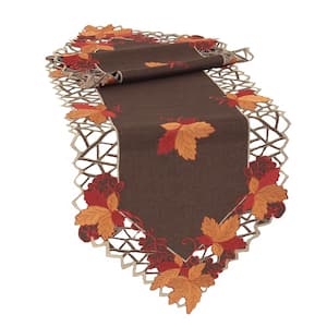0.1 in. H x 15 in. W x 72 in. D Harvest Hues Embroidered Cutwork Fall Table Runner