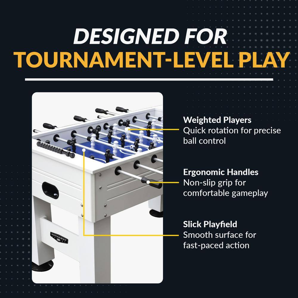 Highlander 55'' White Outdoor Foosball Table with Aluminum Rods