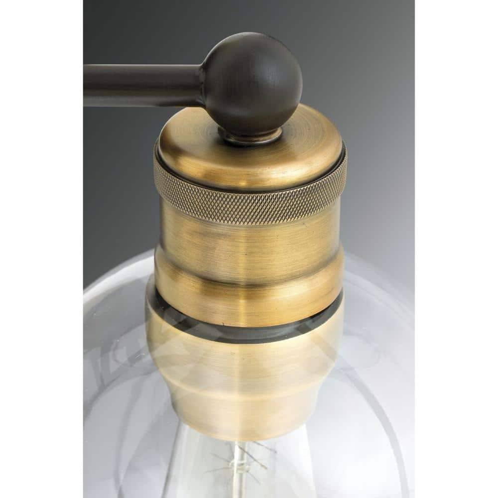 Antique Bronze 2-Light Bath Vanity with Clear Glass Shades