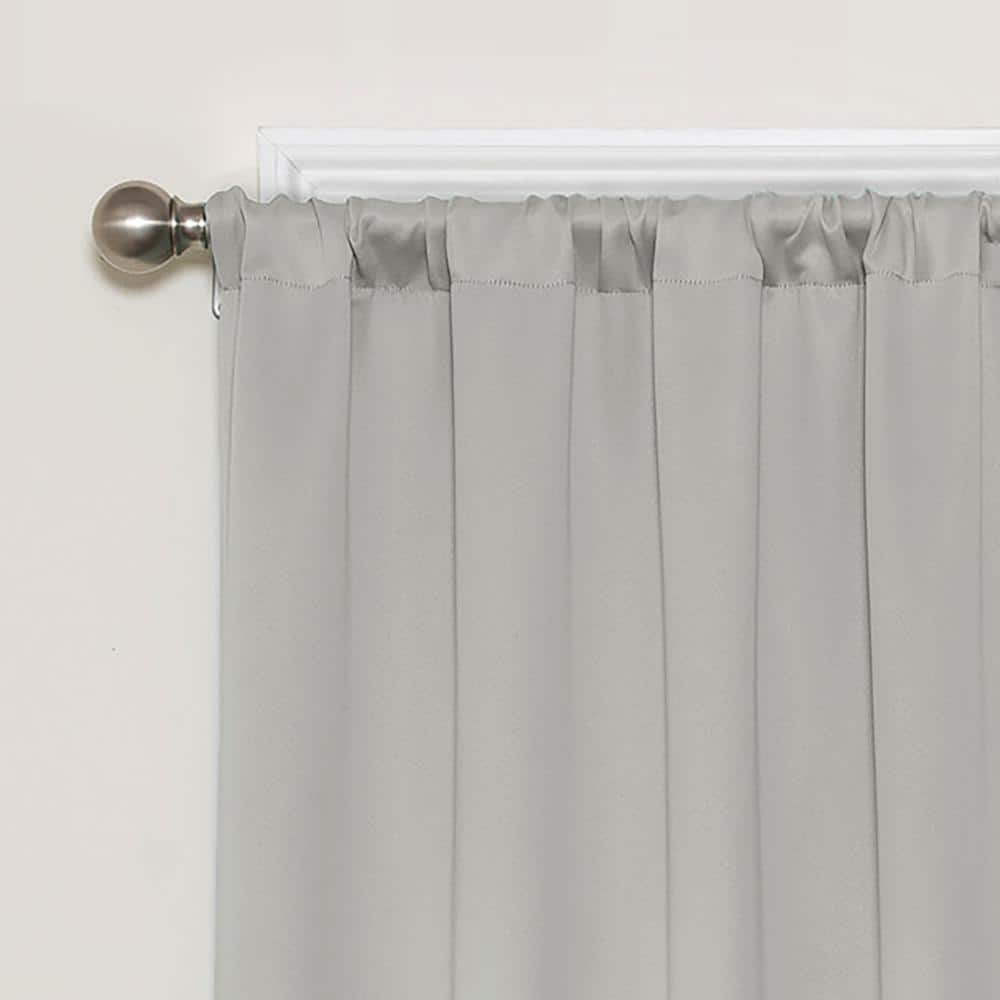 Gray Polyester Blackout Rod Pocket Curtain Panel