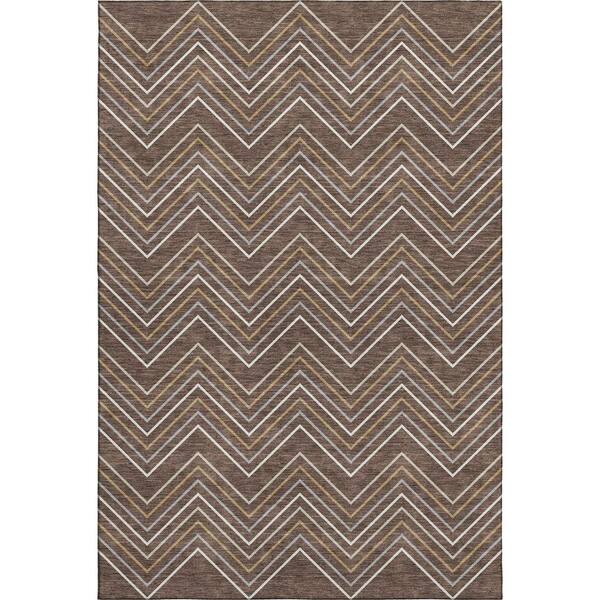 Mayfield Premium Machine Washable Abstract AMF2391 Brown 10 ft. x 14 ft. Area Rug