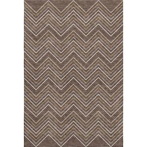Mayfield Premium Machine Washable Abstract AMF2391 Brown 8 ft. x 10 ft. Area Rug