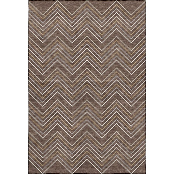Mayfield Premium Machine Washable Abstract AMF2391 Brown 8 ft. x 10 ft. Area Rug