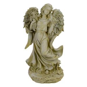 18 in. Angel with Bird and Bouquet Statue