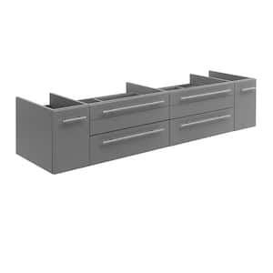 Lucera 72 in. W Wall Hung Double Vessel Sink Bath Vanity Cabinet Only in Gray