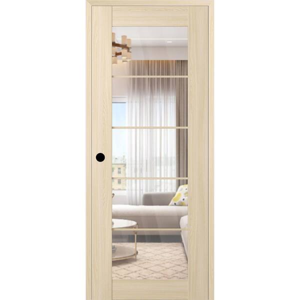 Vona 5 Lite DIY-Friendly 18 in. x 96 in. Right-Handed Clear Glass Loire Ash Composite Single Prehung Interior Door