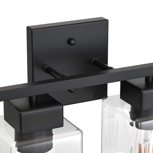 Briignite 25 in. 4-Light Black Rectangle Vanity Light Bathroom