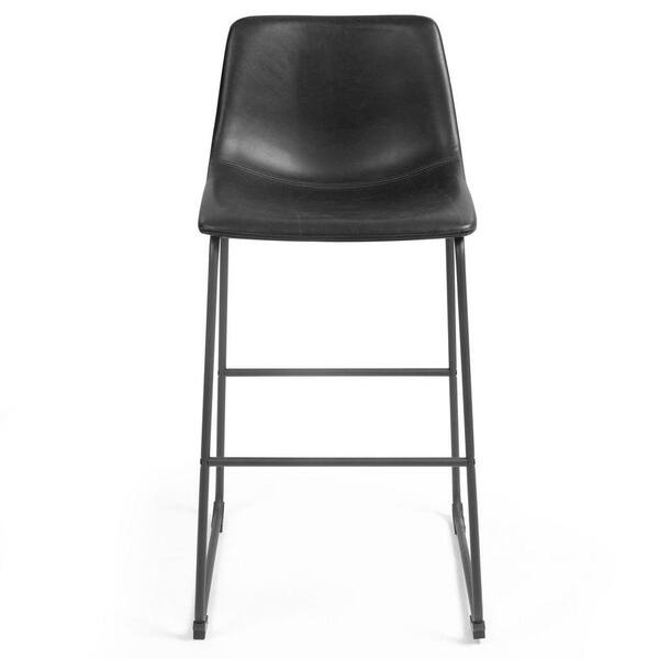 Glamour Home Set of 2 Adan Iron Frame Black Faux Leather Bar Stool