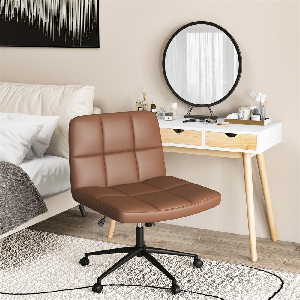HONEY JOY PU Leather Upholstered Modern Swivel Criss Cross Chair