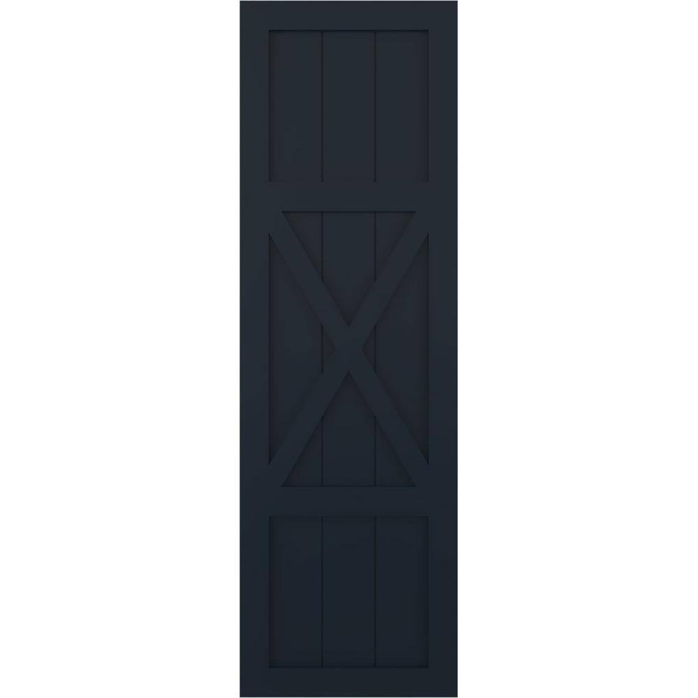 12 in. x 80 in. True Fit PVC Center X-Board Farmhouse Fixed Mount Board and Batten Shutters Pair in Starless Night Blue price history on PriceWatchPro
