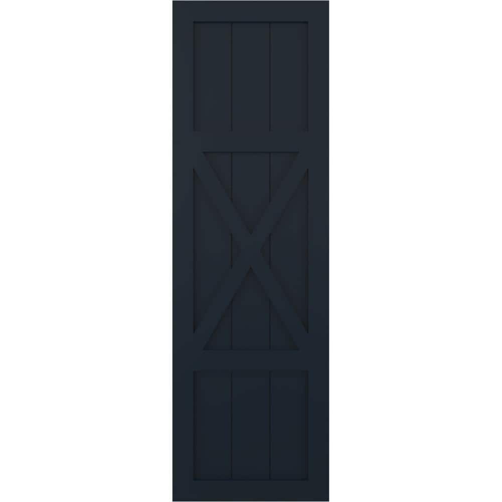 True Fit 18 in. x 77 in. PVC Center X-Board Farmhouse Fixed Mount Board and Batten Shutters Pair in Starless Night Blue price history on PriceWatchPro