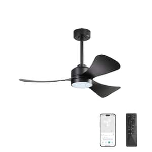 42 in. Dimmable Smart LED Indoor Black 3-Blades Ceiling Fan with Remote Control and Downrod