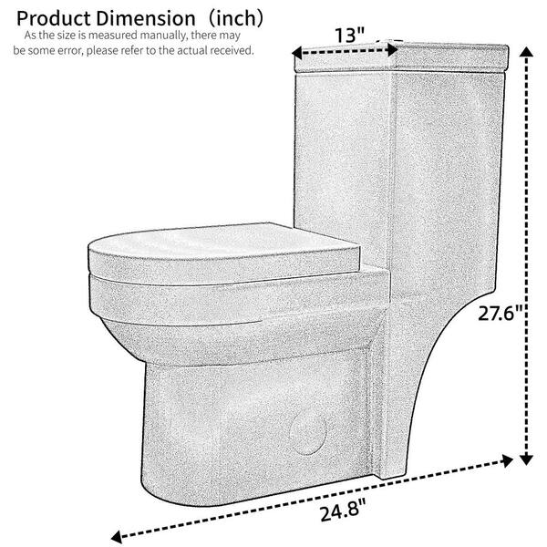 URENTO One-Piece Elongated Toilet - Dual Flush (1.1/1.6 GPF), ADA Comfort Height 17.6", 12" Rough-In, Space-Saving Design