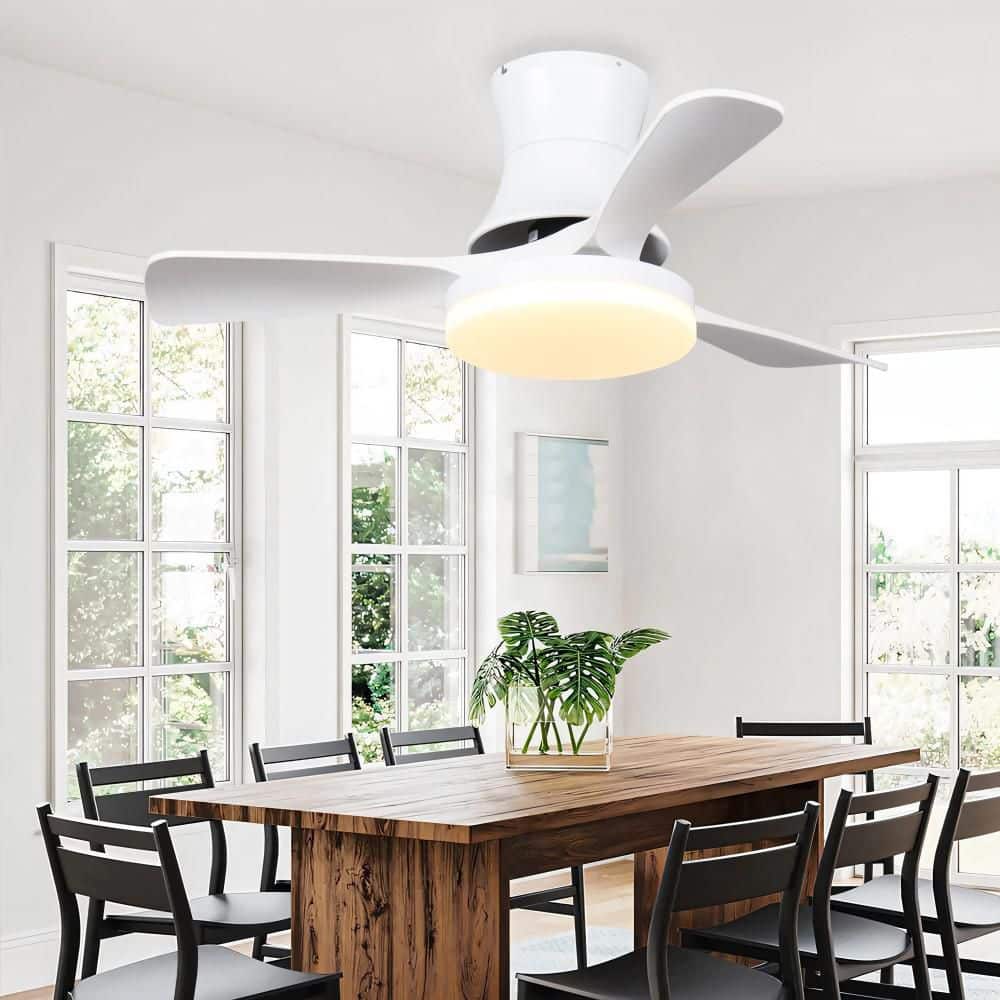 42 in. Smart Indoor White Flush Mount Standard Ceiling Fan with Light and Remote Control price history on PriceWatchPro